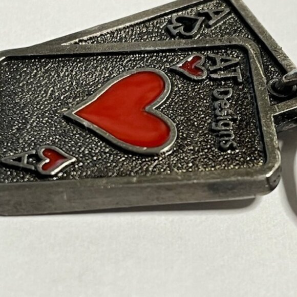 3D Ace of Hearts Playing Card Metal Pewter Key Chain Ring Clip 2.5" AT Designs - Picture 4 of 8